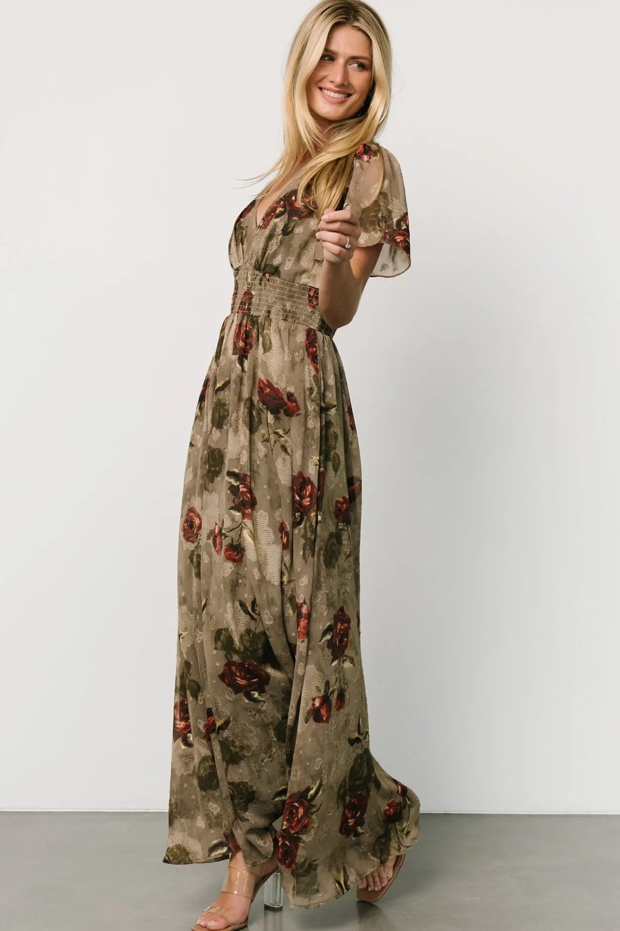 New Baltic Born Birdie Maxi Dress | Olive Floral OliveFloral