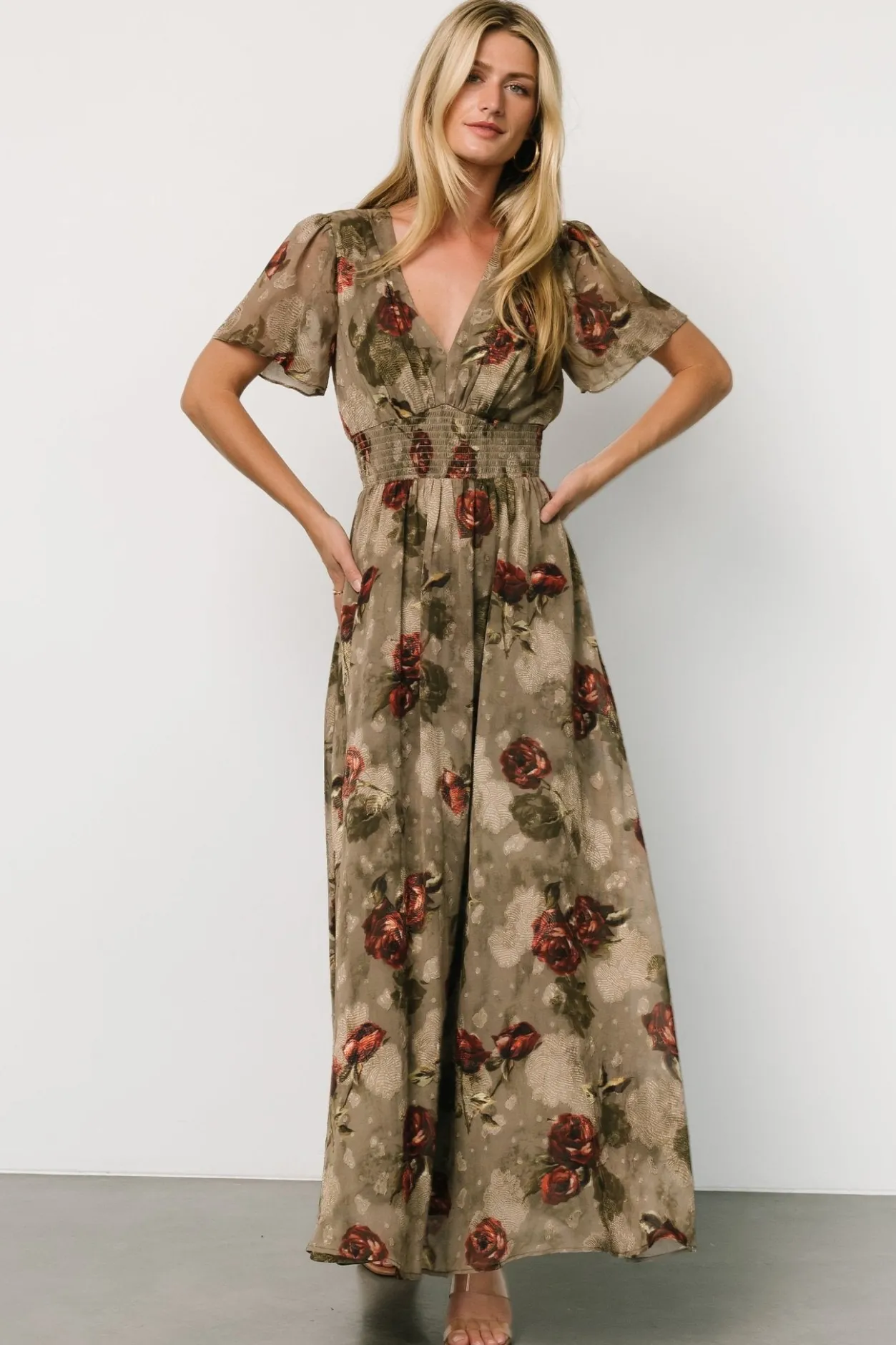 New Baltic Born Birdie Maxi Dress | Olive Floral OliveFloral