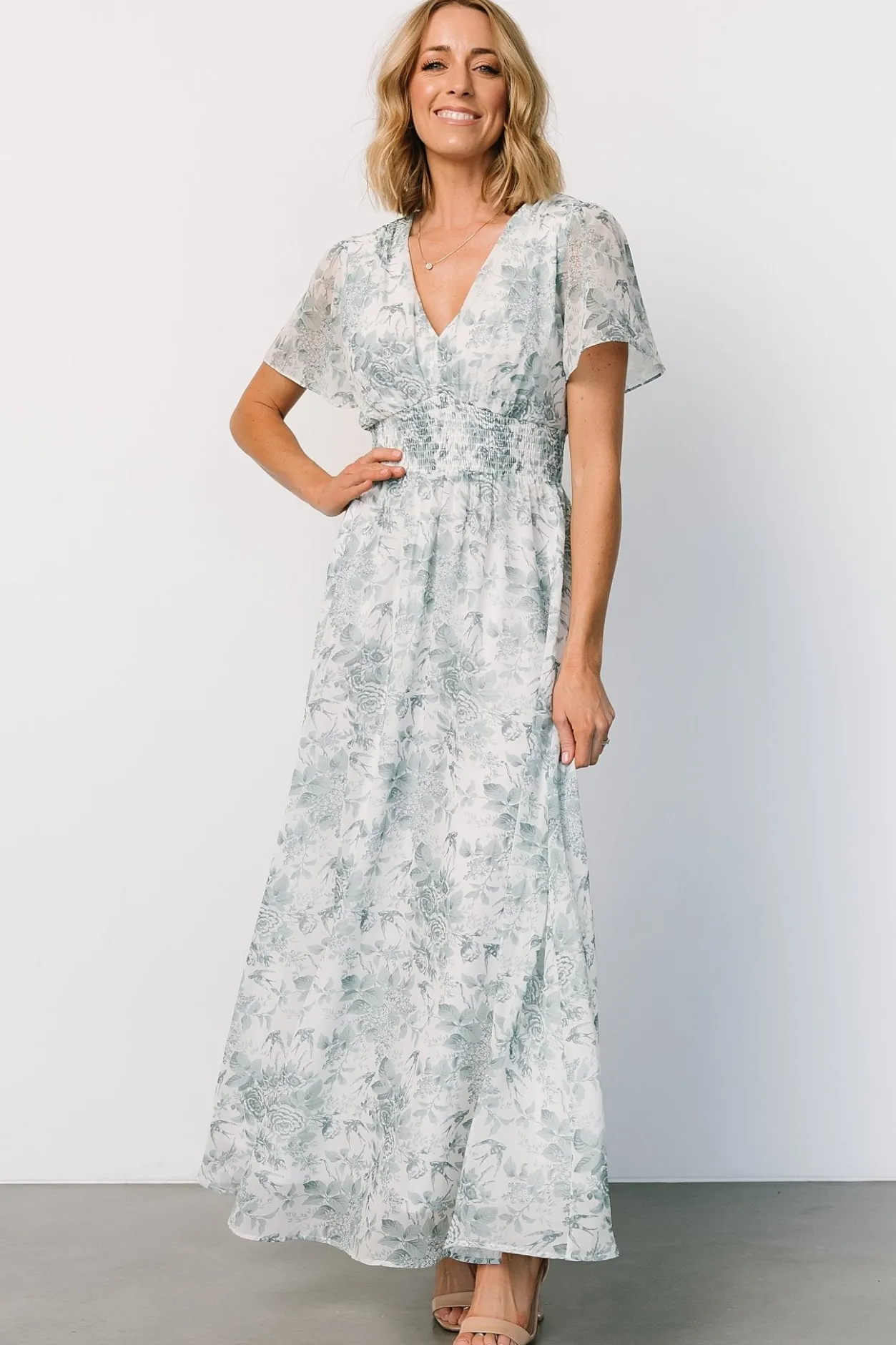 Outlet Baltic Born Birdie Maxi Dress | White + Sage Floral White+SageFloral