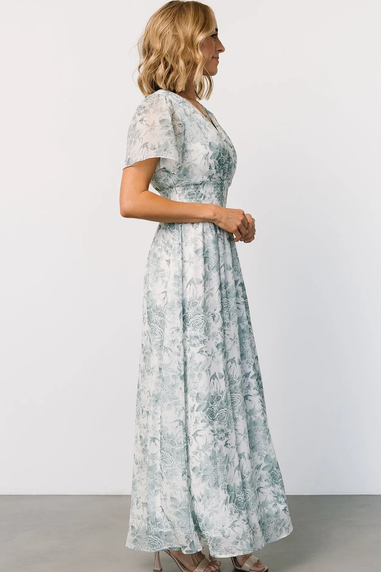 Outlet Baltic Born Birdie Maxi Dress | White + Sage Floral White+SageFloral