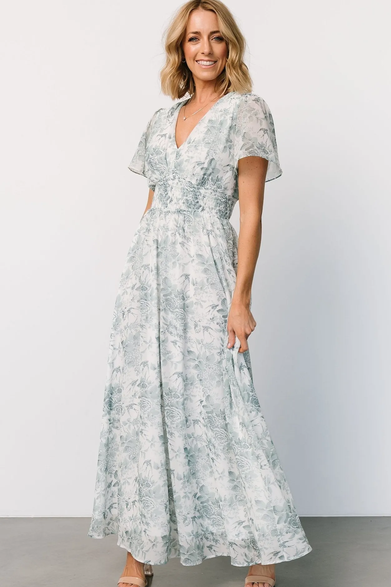 Outlet Baltic Born Birdie Maxi Dress | White + Sage Floral White+SageFloral