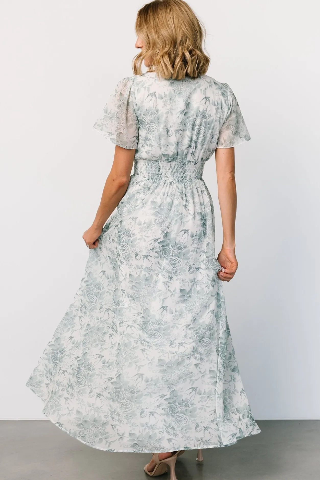 Outlet Baltic Born Birdie Maxi Dress | White + Sage Floral White+SageFloral