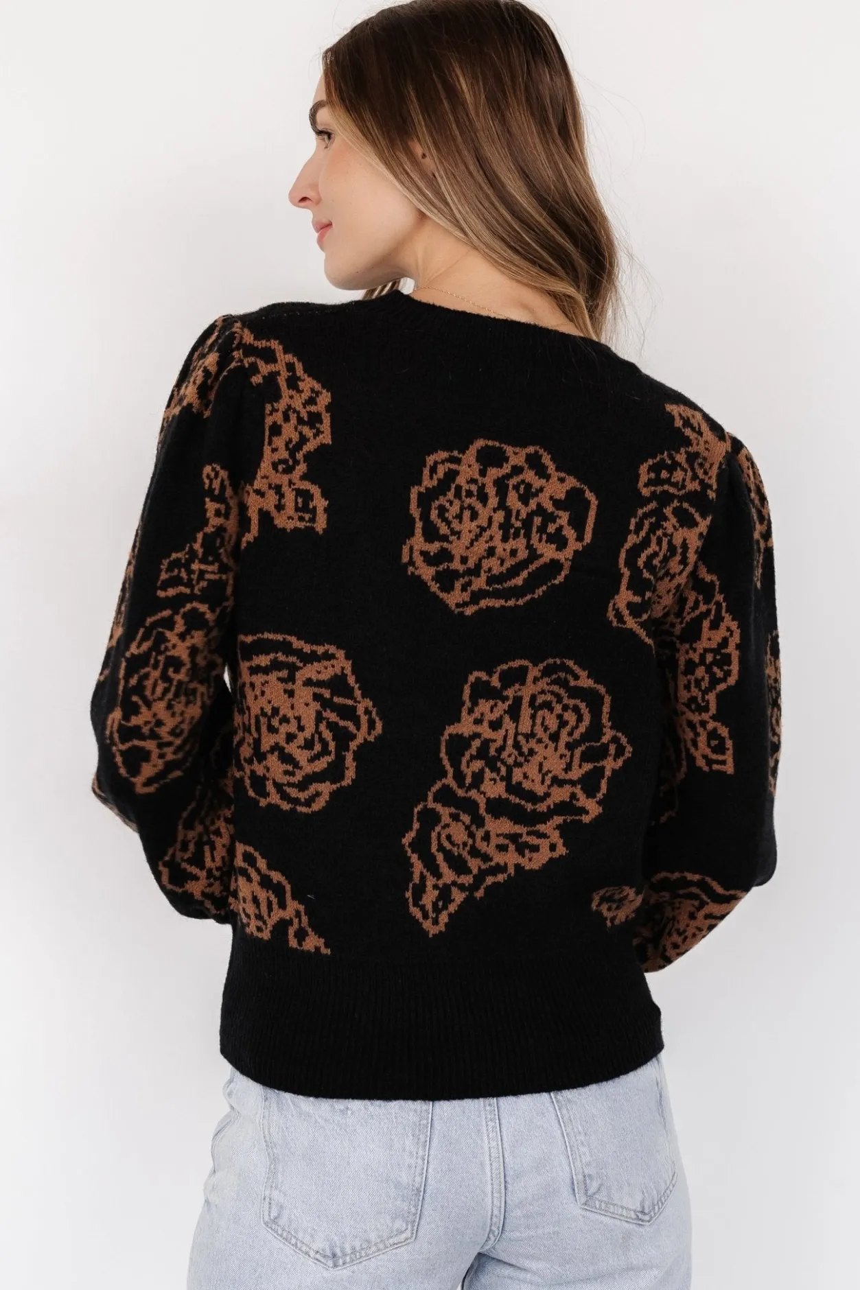 New Baltic Born Blake Floral Sweater | Black + Camel Black+Camel