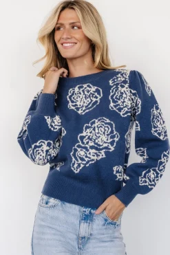 Online Baltic Born Blake Floral Sweater | Blue + Cream Blue+Cream