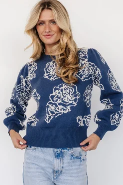 Online Baltic Born Blake Floral Sweater | Blue + Cream Blue+Cream