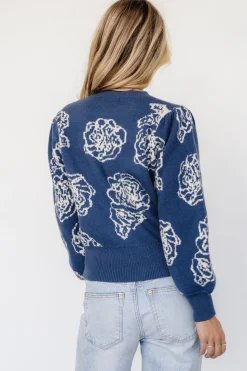 Online Baltic Born Blake Floral Sweater | Blue + Cream Blue+Cream