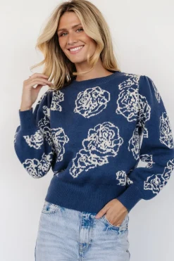 Online Baltic Born Blake Floral Sweater | Blue + Cream Blue+Cream