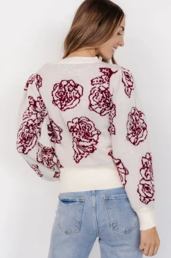 Discount Baltic Born Blake Floral Sweater | Off White + Burgundy OffWhite+Burgundy