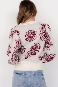 Discount Baltic Born Blake Floral Sweater | Off White + Burgundy OffWhite+Burgundy