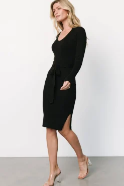 Clearance Baltic Born Blayne Ribbed Midi Dress | Black