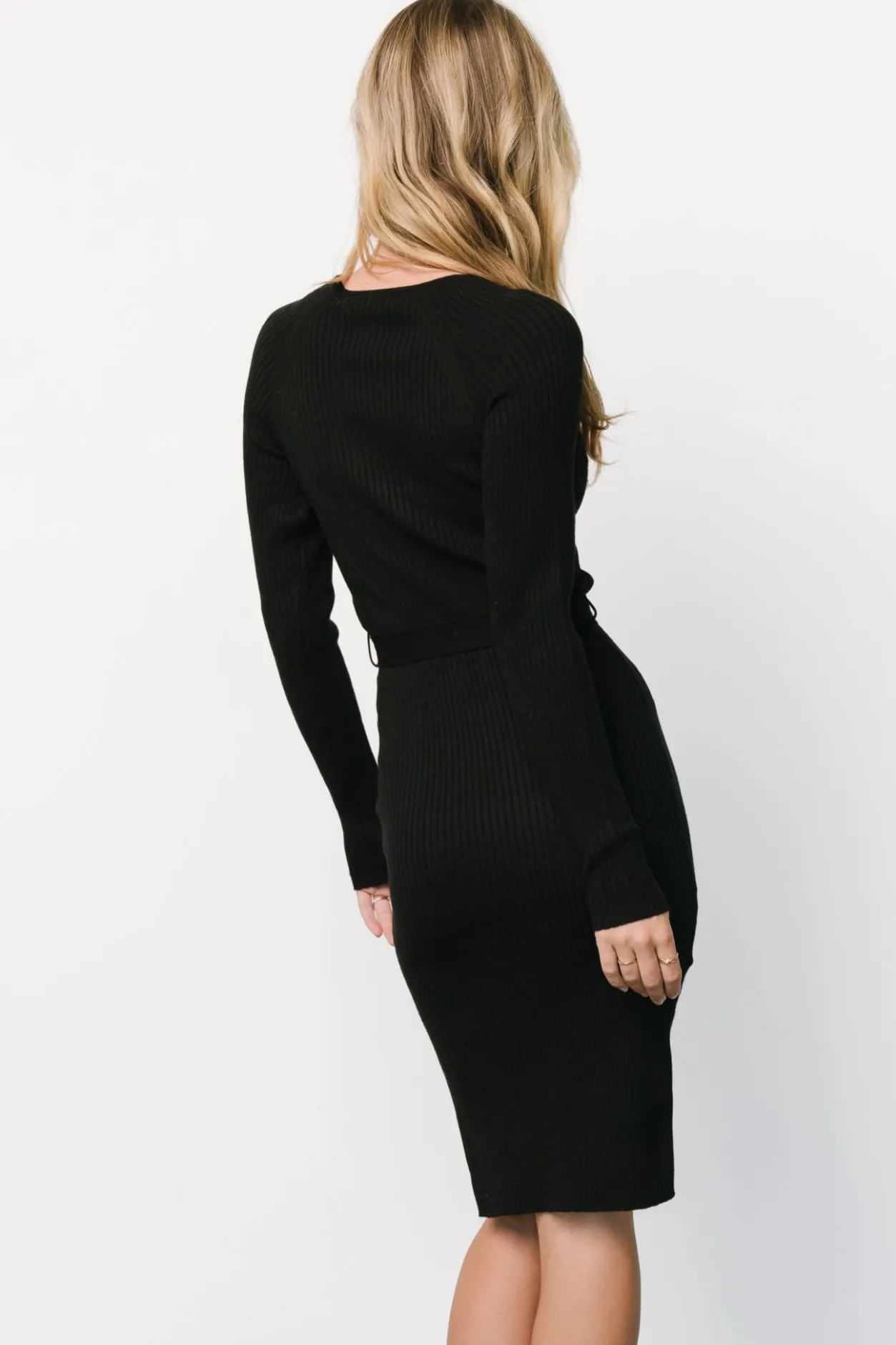 Clearance Baltic Born Blayne Ribbed Midi Dress | Black