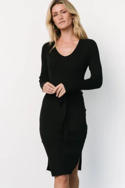 Clearance Baltic Born Blayne Ribbed Midi Dress | Black
