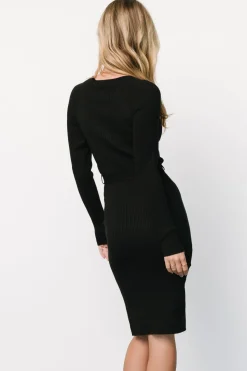 Clearance Baltic Born Blayne Ribbed Midi Dress | Black
