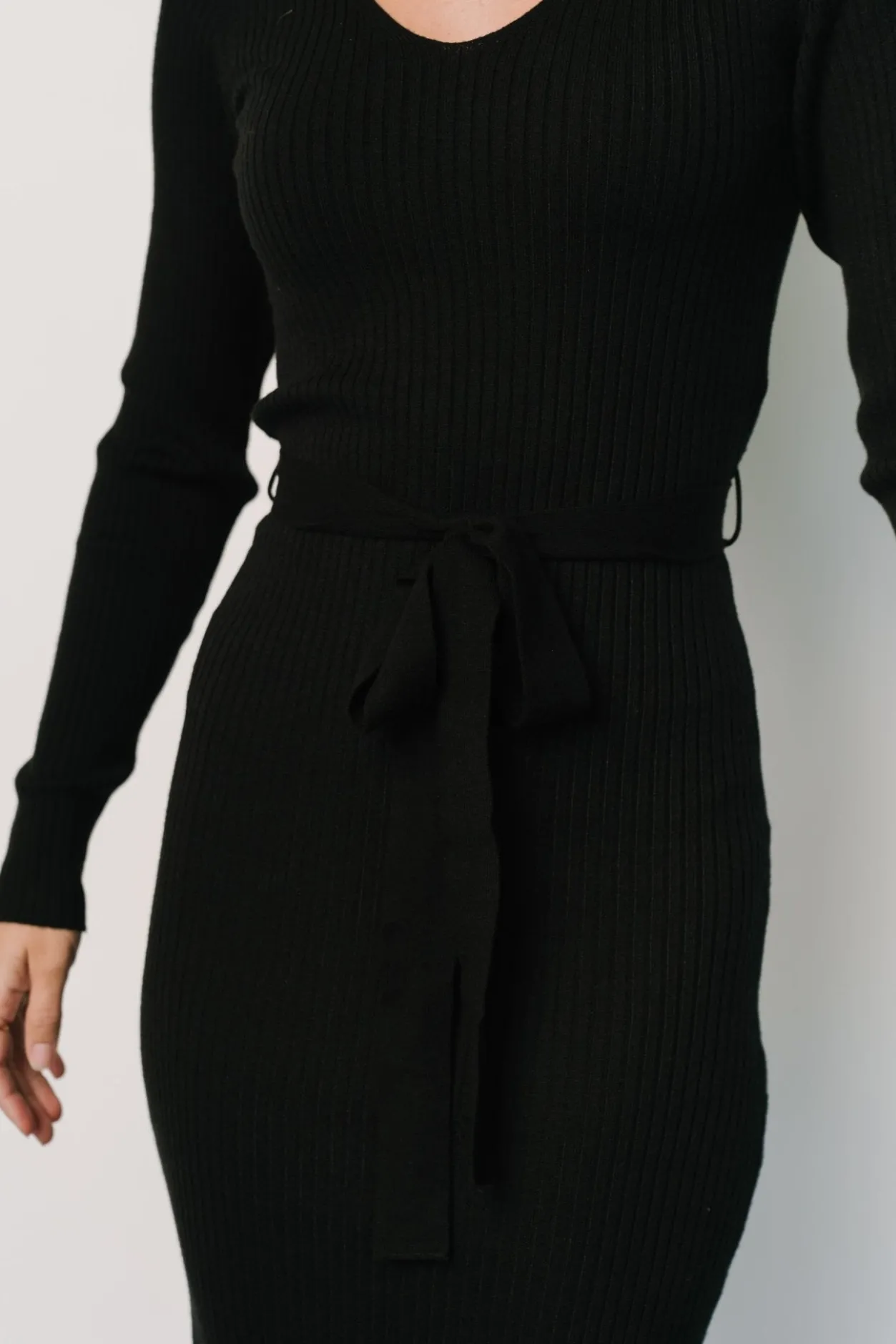 Clearance Baltic Born Blayne Ribbed Midi Dress | Black