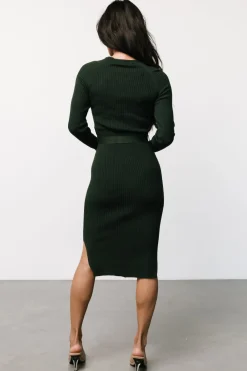 Clearance Baltic Born Blayne Ribbed Midi Dress | Emerald