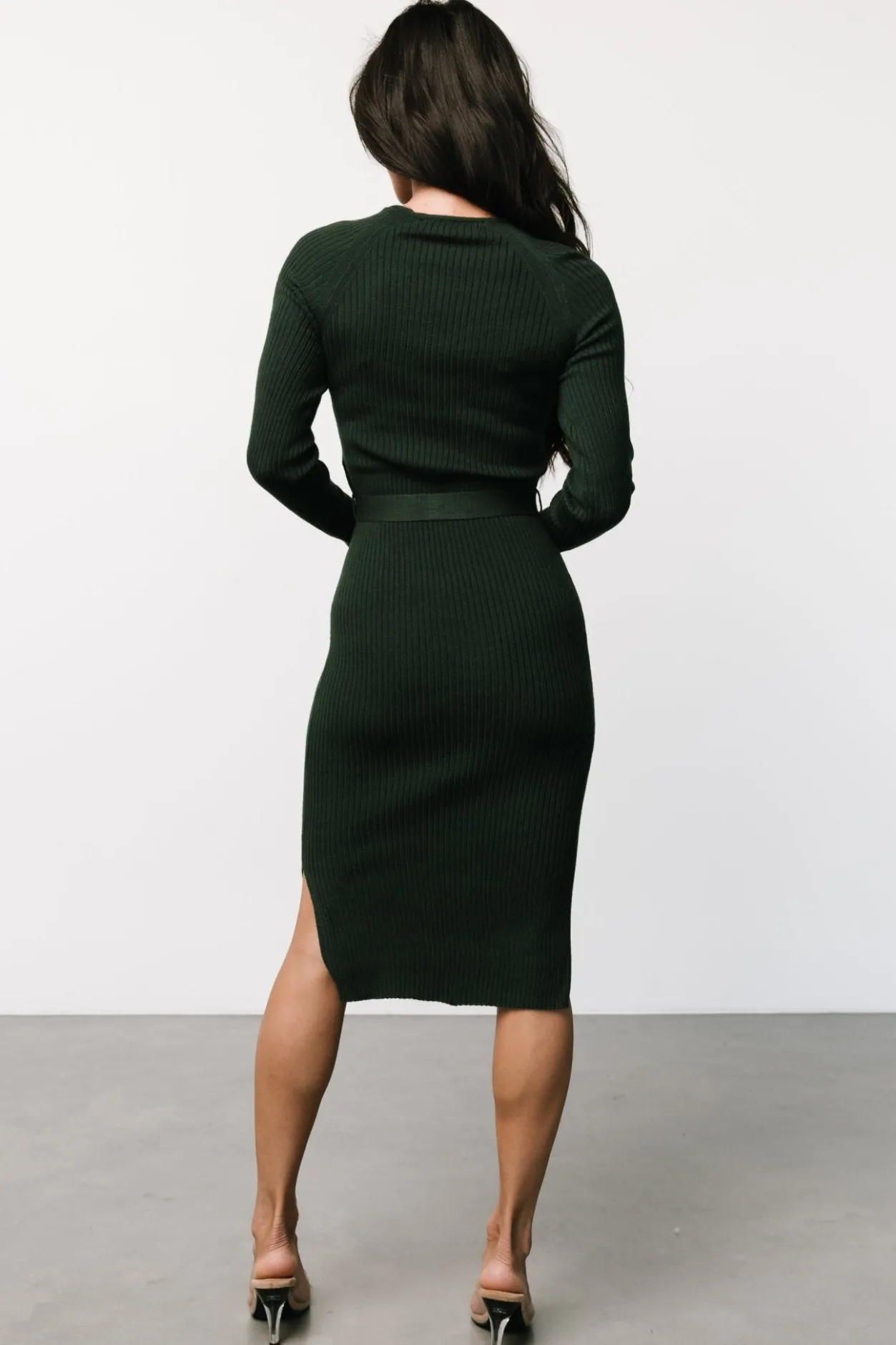 Clearance Baltic Born Blayne Ribbed Midi Dress | Emerald