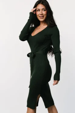Clearance Baltic Born Blayne Ribbed Midi Dress | Emerald
