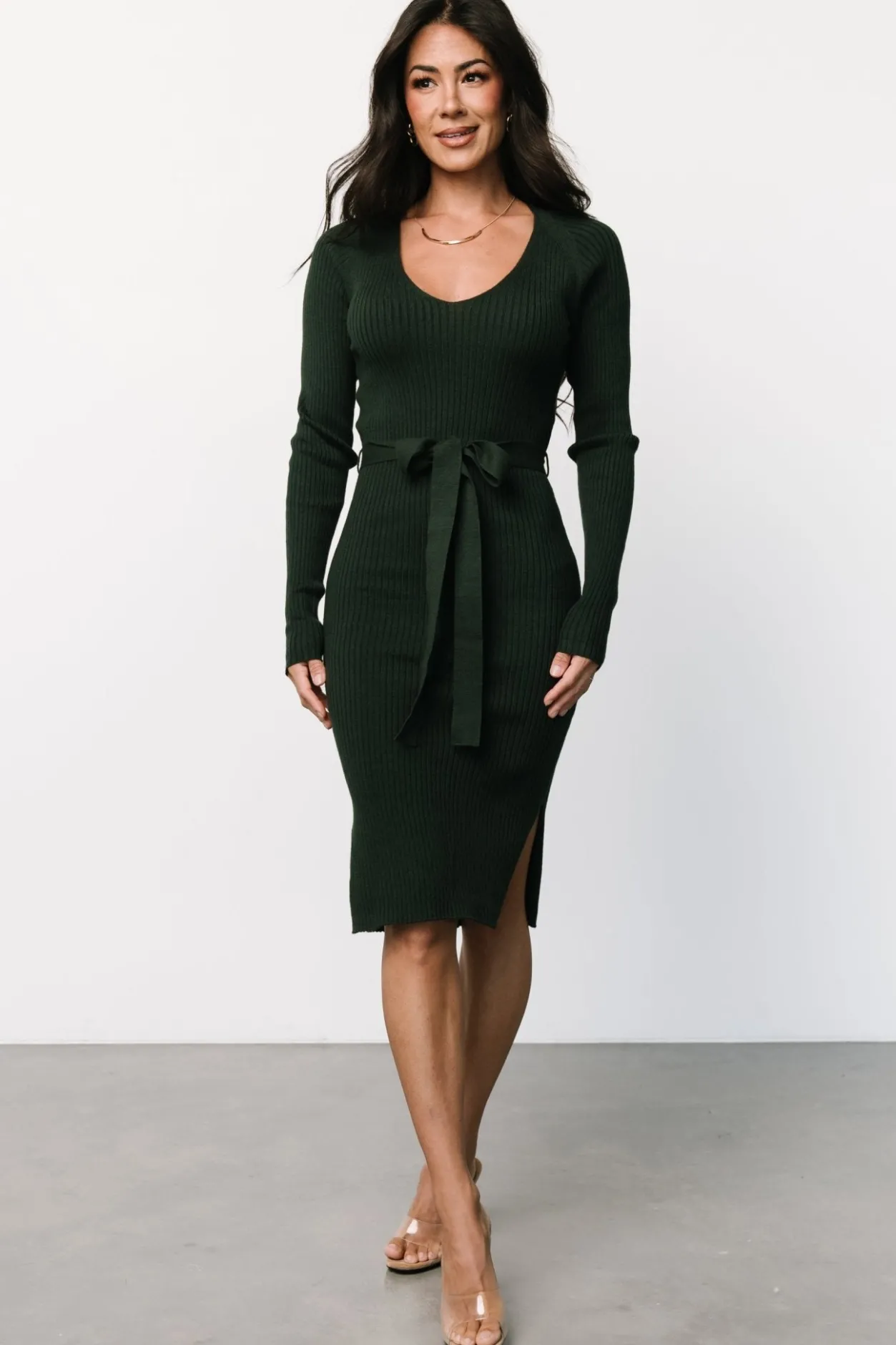 Clearance Baltic Born Blayne Ribbed Midi Dress | Emerald