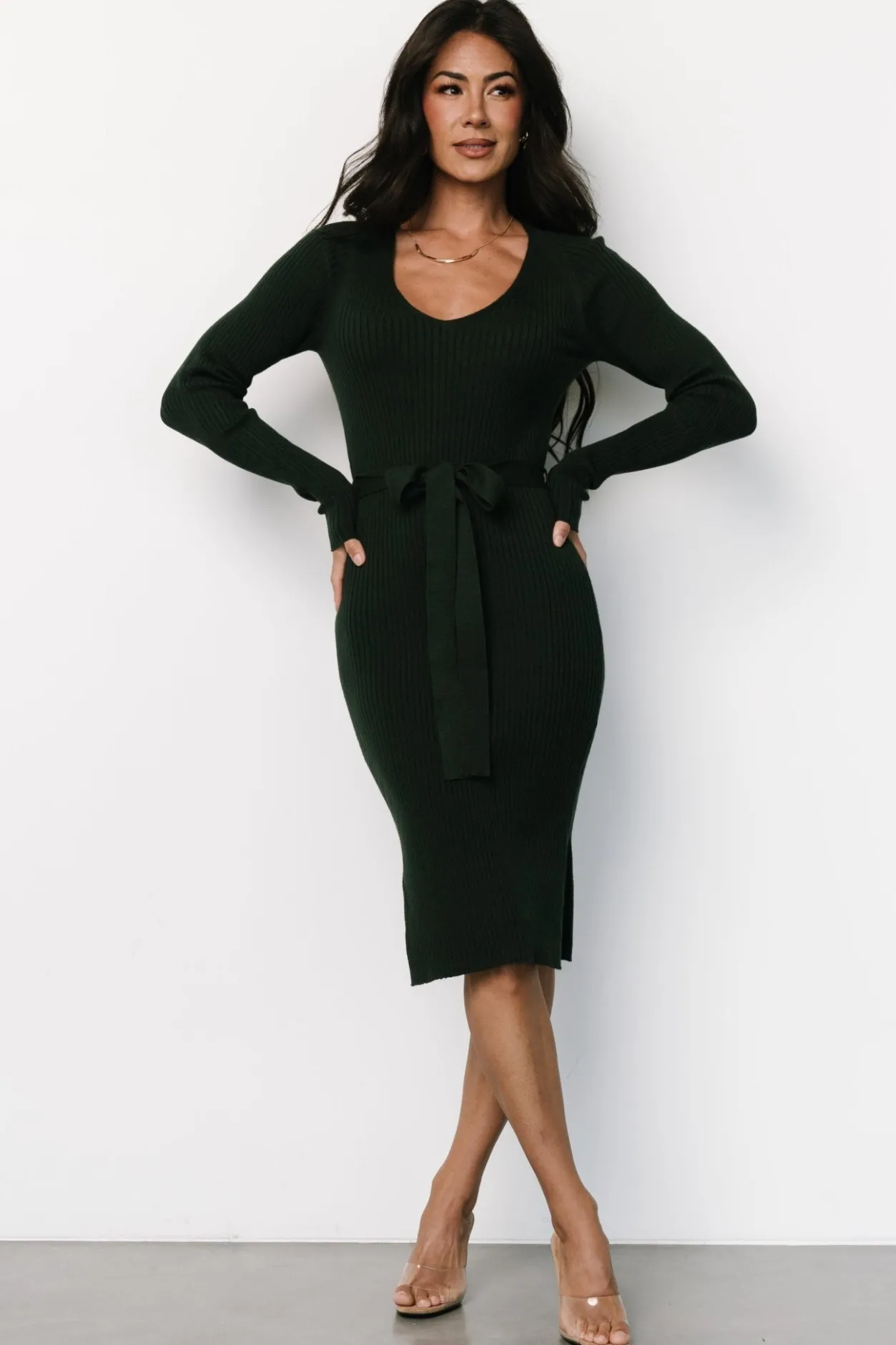 Clearance Baltic Born Blayne Ribbed Midi Dress | Emerald