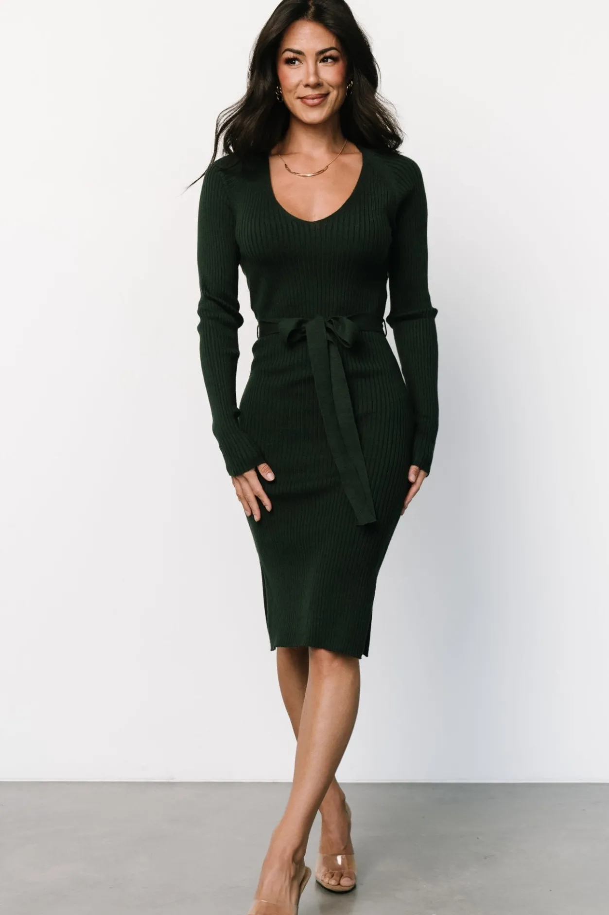 Clearance Baltic Born Blayne Ribbed Midi Dress | Emerald