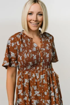 Clearance Baltic Born Botega Midi Dress | Brown + Blue Brown+Blue