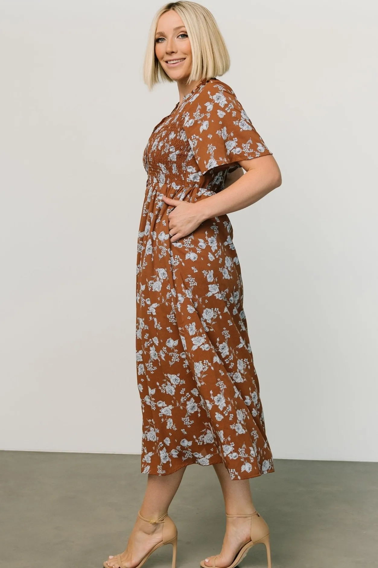 Clearance Baltic Born Botega Midi Dress | Brown + Blue Brown+Blue