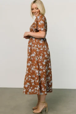 Clearance Baltic Born Botega Midi Dress | Brown + Blue Brown+Blue
