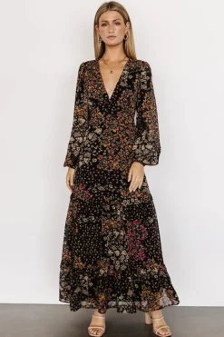 Online Baltic Born Bowman Deep V Maxi Dress | Black Multi BlackMulti