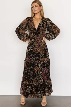 Online Baltic Born Bowman Deep V Maxi Dress | Black Multi BlackMulti