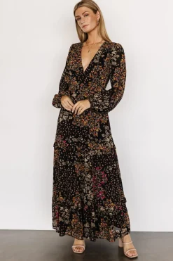 Online Baltic Born Bowman Deep V Maxi Dress | Black Multi BlackMulti