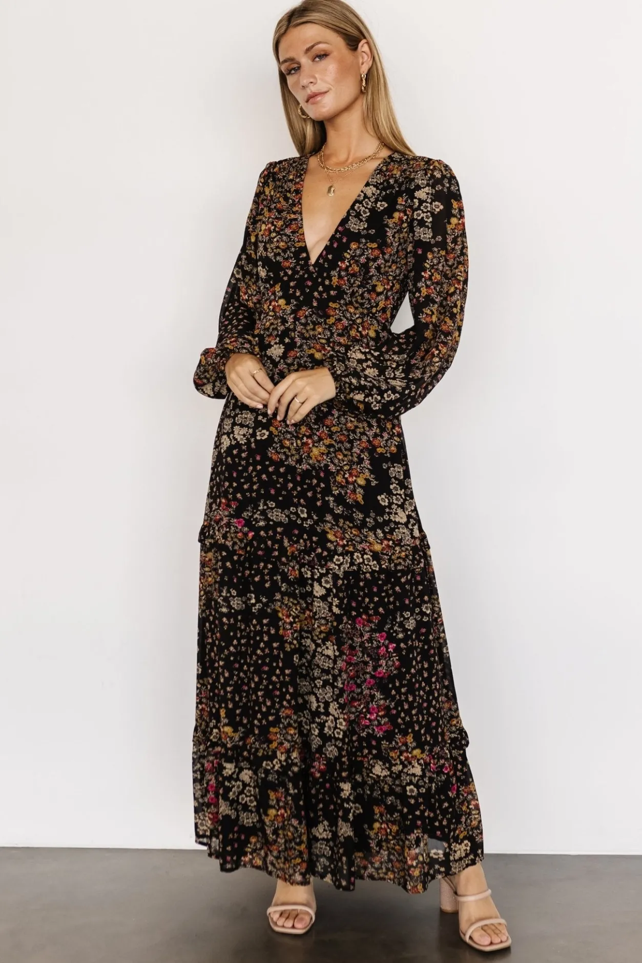 Online Baltic Born Bowman Deep V Maxi Dress | Black Multi BlackMulti