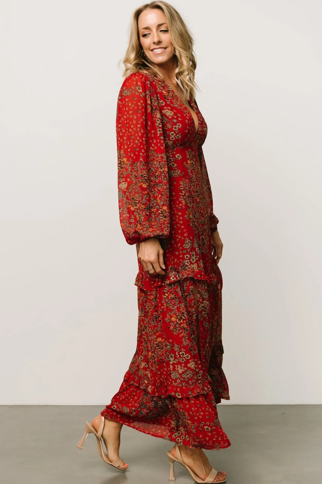 Discount Baltic Born Bowman Deep V Maxi Dress | Red Multi RedMulti