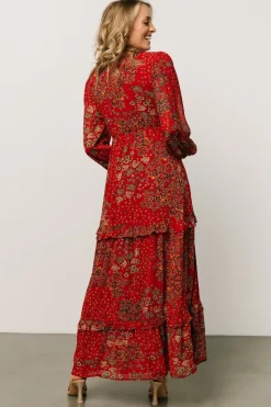 Discount Baltic Born Bowman Deep V Maxi Dress | Red Multi RedMulti