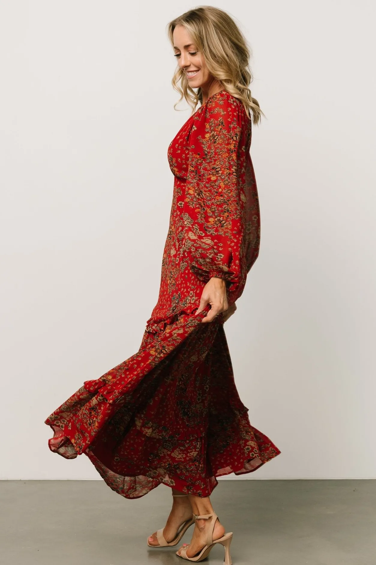 Discount Baltic Born Bowman Deep V Maxi Dress | Red Multi RedMulti