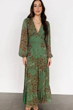 Hot Baltic Born Bowman Deep V Maxi Dress | Green Multi GreenMulti