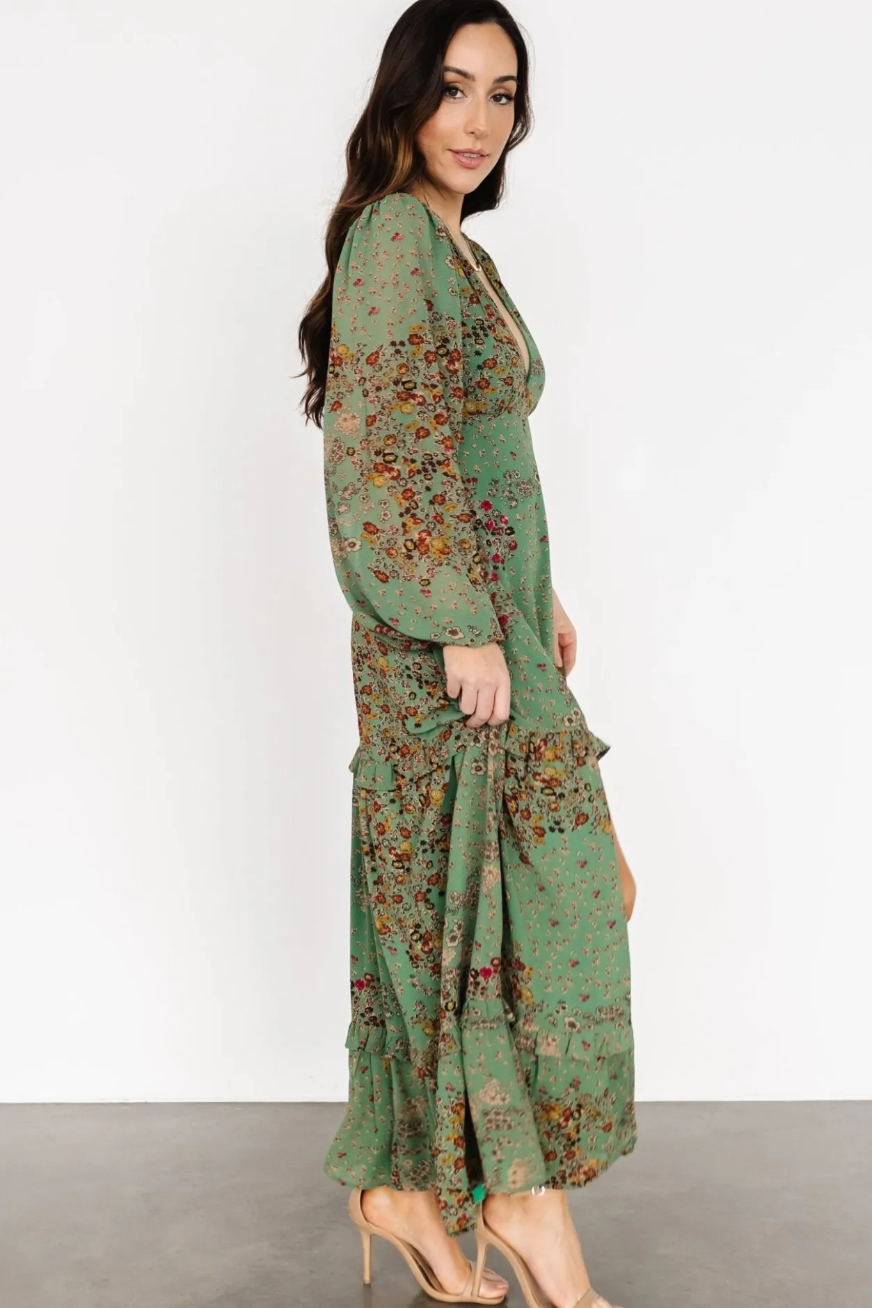 Hot Baltic Born Bowman Deep V Maxi Dress | Green Multi GreenMulti