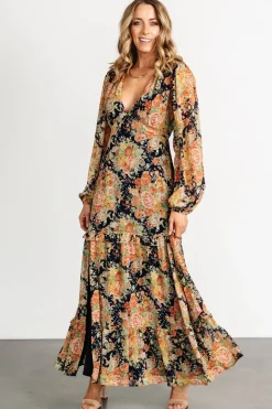 Discount Baltic Born Bowman Deep V Maxi Dress | Navy Floral NavyFloral