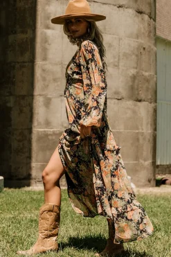 Discount Baltic Born Bowman Deep V Maxi Dress | Navy Floral NavyFloral