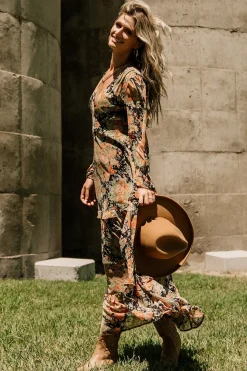 Discount Baltic Born Bowman Deep V Maxi Dress | Navy Floral NavyFloral
