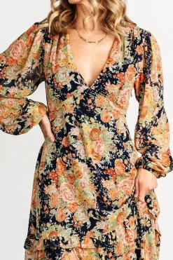 Discount Baltic Born Bowman Deep V Maxi Dress | Navy Floral NavyFloral