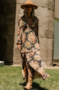Discount Baltic Born Bowman Deep V Maxi Dress | Navy Floral NavyFloral