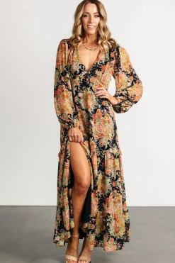 Discount Baltic Born Bowman Deep V Maxi Dress | Navy Floral NavyFloral