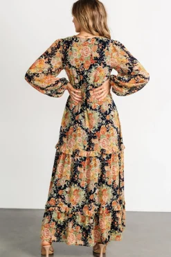 Discount Baltic Born Bowman Deep V Maxi Dress | Navy Floral NavyFloral
