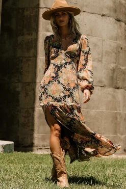 Discount Baltic Born Bowman Deep V Maxi Dress | Navy Floral NavyFloral