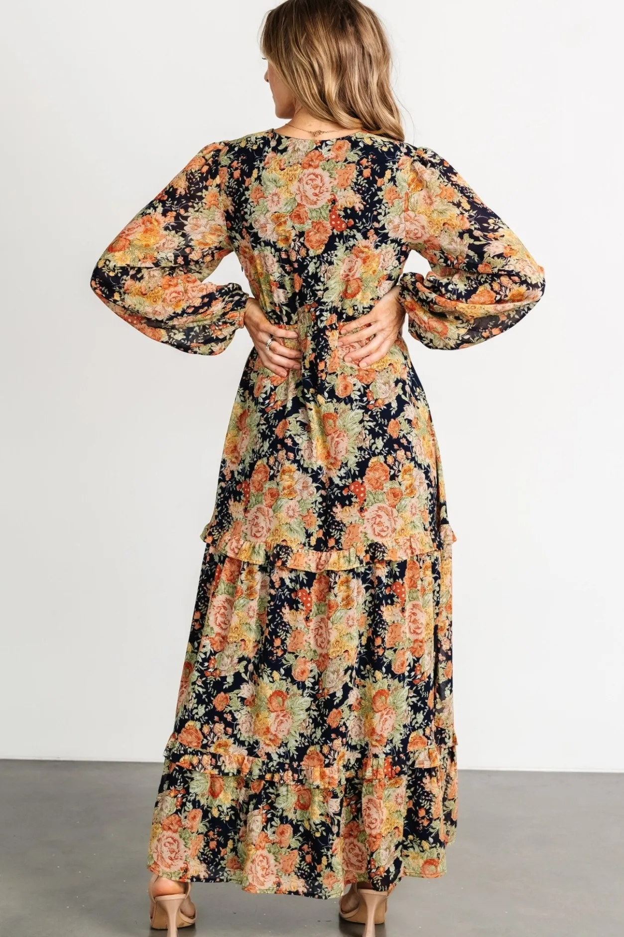 Discount Baltic Born Bowman Deep V Maxi Dress | Navy Floral NavyFloral