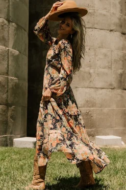 Discount Baltic Born Bowman Deep V Maxi Dress | Navy Floral NavyFloral