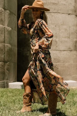 Discount Baltic Born Bowman Deep V Maxi Dress | Navy Floral NavyFloral