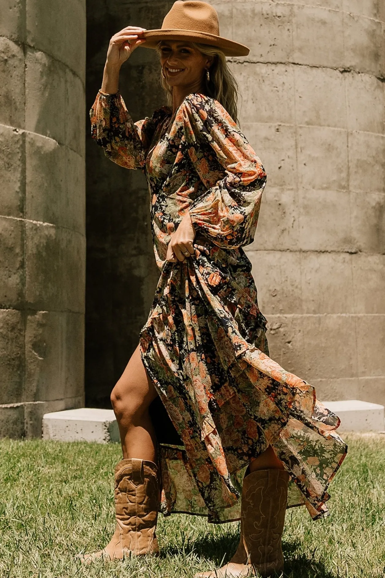 Discount Baltic Born Bowman Deep V Maxi Dress | Navy Floral NavyFloral