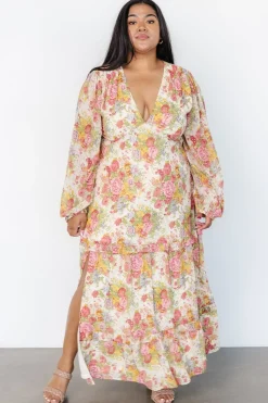 Hot Baltic Born Bowman Deep V Maxi Dress | Cream Multi Floral CreamMultiFloral
