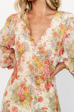 Hot Baltic Born Bowman Deep V Maxi Dress | Cream Multi Floral CreamMultiFloral
